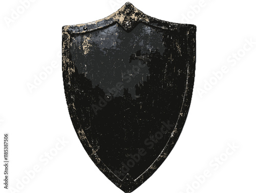 Vintage medieval shield with worn surface, a symbol of protection from historical battles