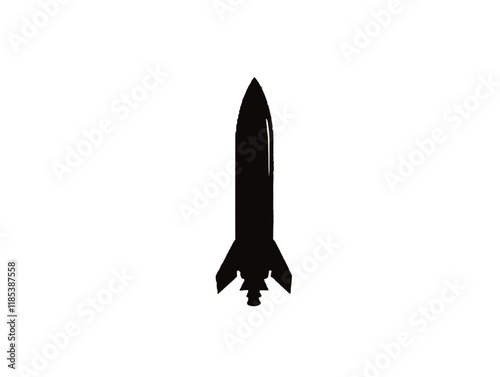 Rocket silhouette against a plain white background symbolizing space exploration and technology advancements