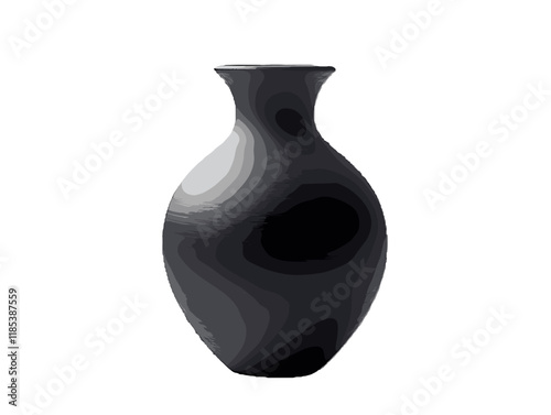 Unique black and gray abstract vase on a white background showcasing modern design elements
