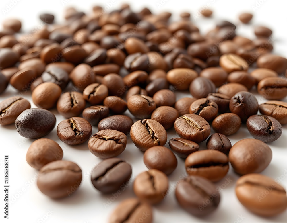 Roasted Coffee Beans: A Rich, Detailed Close-Up Roasted Coffee Beans: A Rich, Detailed Close-Up