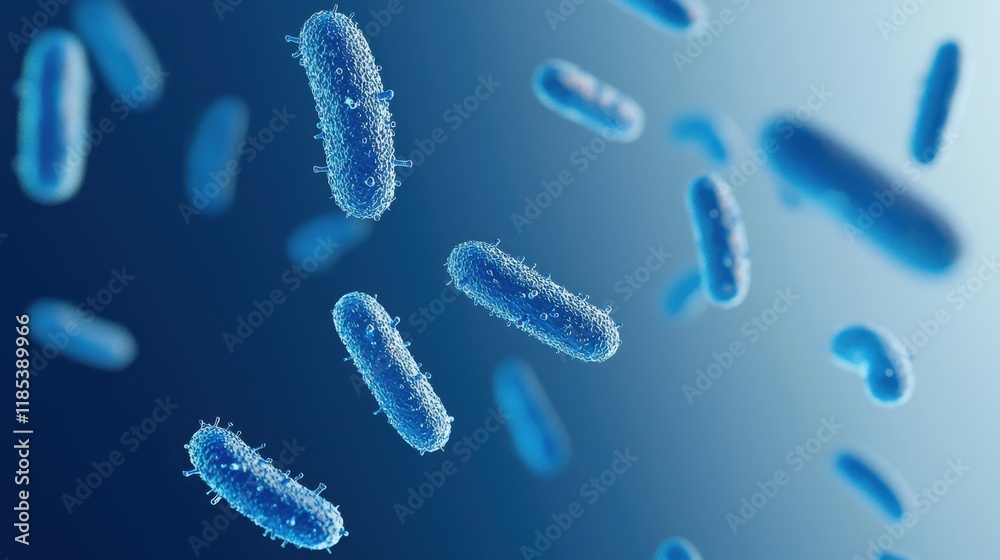 Stylized Illustration of Chromosomes Floating in a Microbial Environment with a Blue Color Palette Stylized Illustration of Chromosomes Floating in a Microbial Environment with a Blue Color Palette