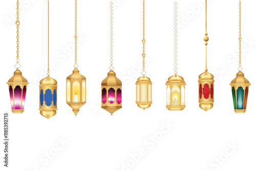 Gold hanging Lanterns Arabian Culture in Ramadan Collection