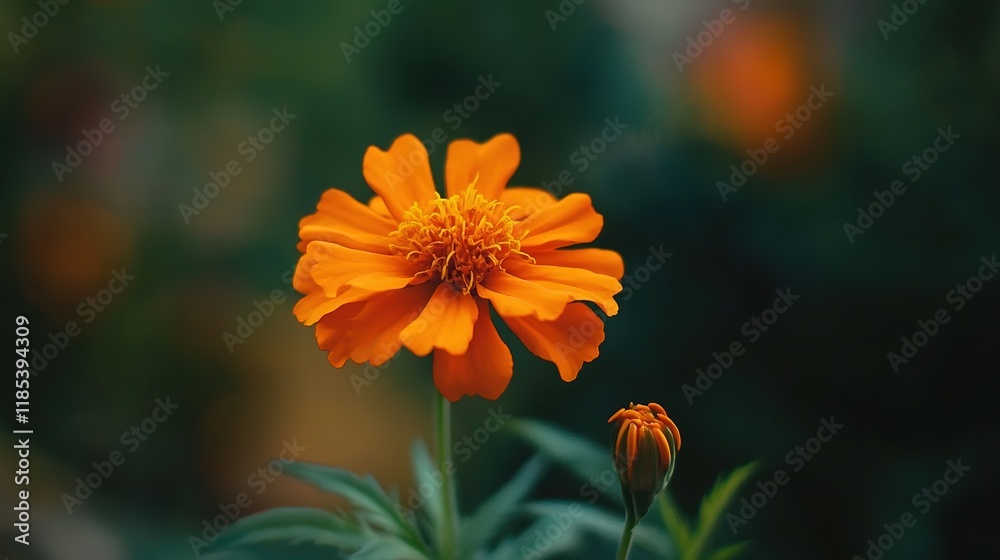 Vibrant Orange Marigold Flower in Isolated Beauty, Symbolizing Warmth and Radiance Vibrant Orange Marigold Flower in Isolated Beauty, Symbolizing Warmth and Radiance