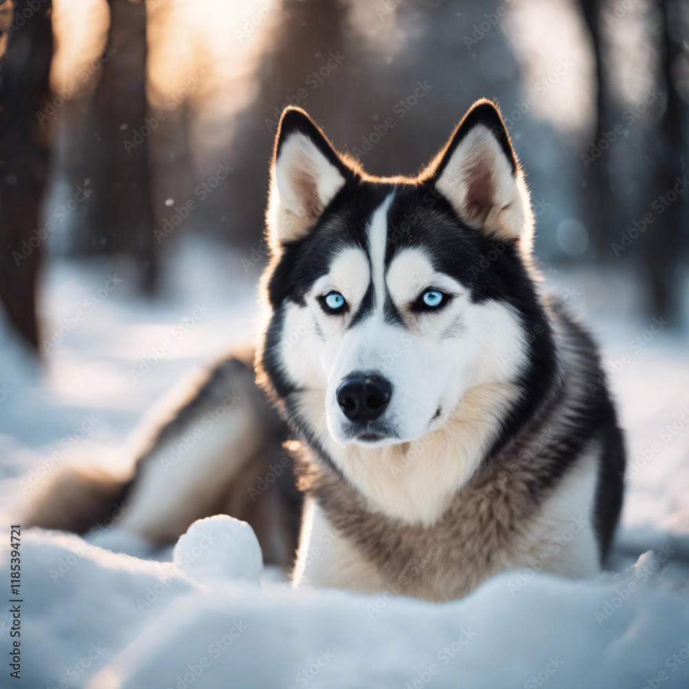 Naklejka premium Husky Dog Closeup