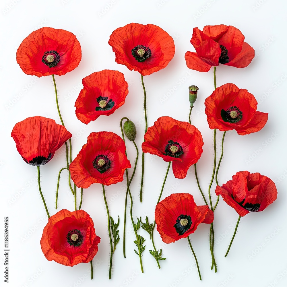 Obraz premium Red Poppies Flatlay