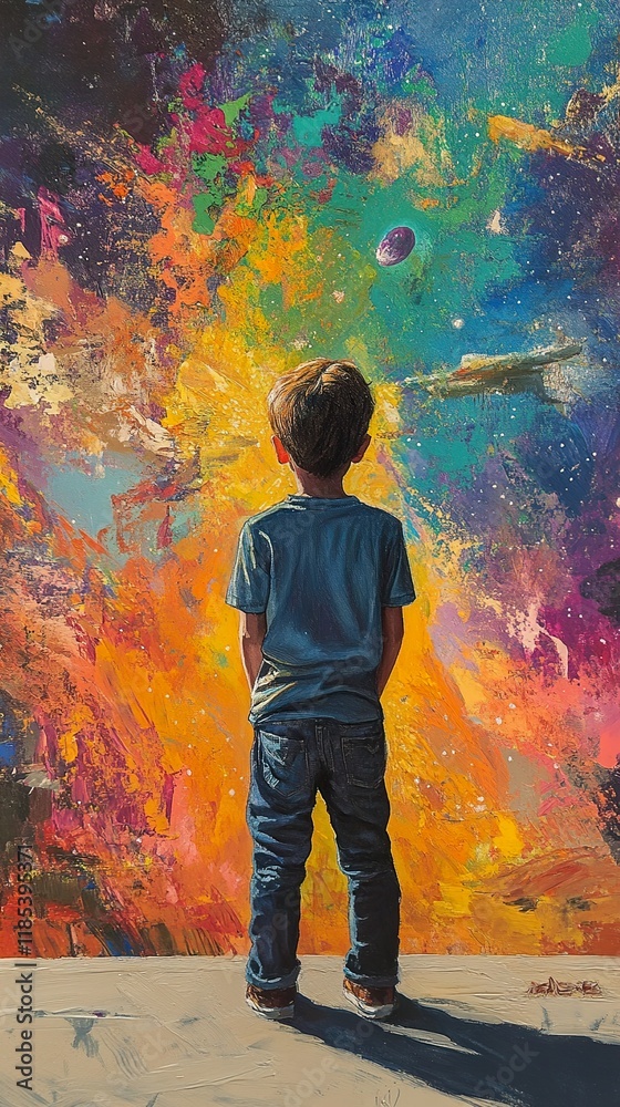 Fototapeta premium A Child's Dream: Cosmic Wonder and Imagination