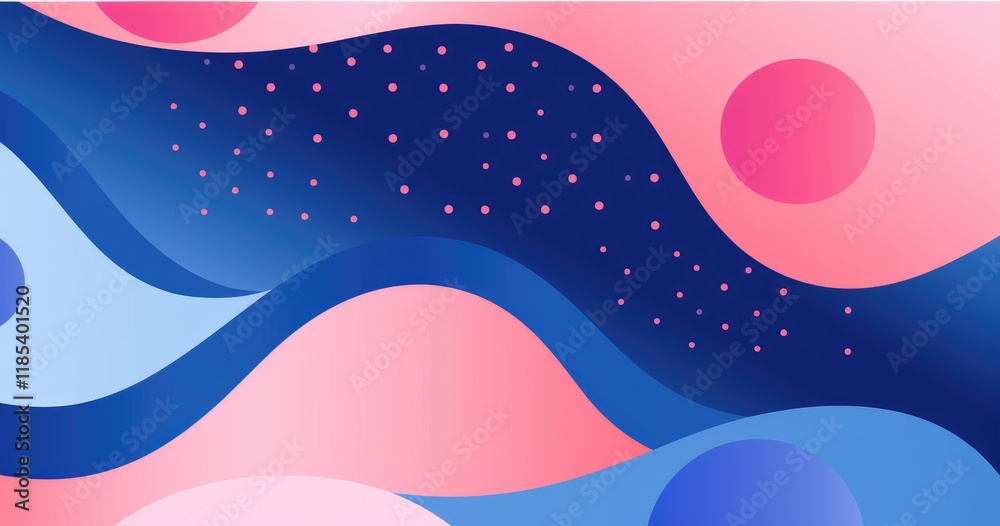 Abstract design featuring flowing shapes and vibrant colors in a modern graphic style.