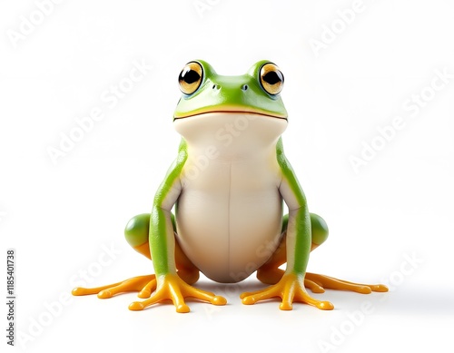 Friendly Green Tree Frog: A Cheerful, Cartoonish Illustration photo