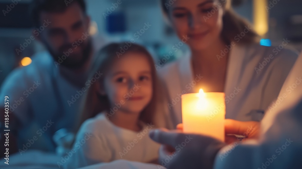 Obraz premium Family Gathering Around a Candlelight, Sharing Moments of Peace and Love
