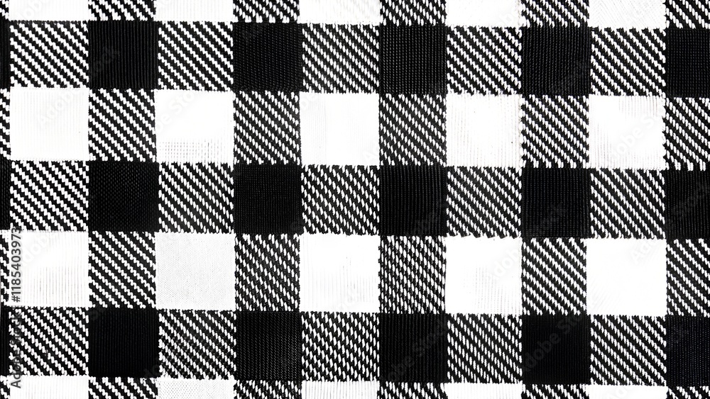 Classic black and white tartan check pattern for fabric design, background
