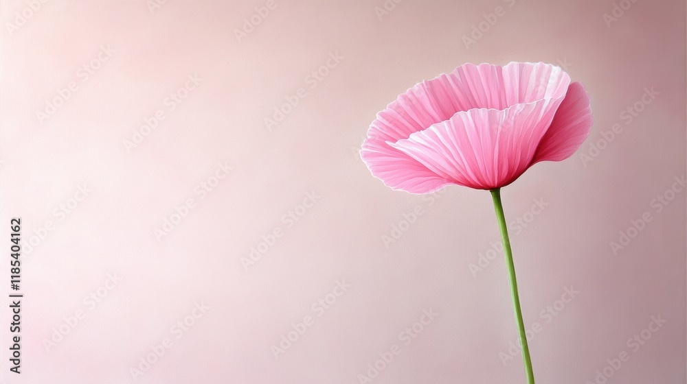 Fototapeta premium Elegant pink flower against minimalist pastel background