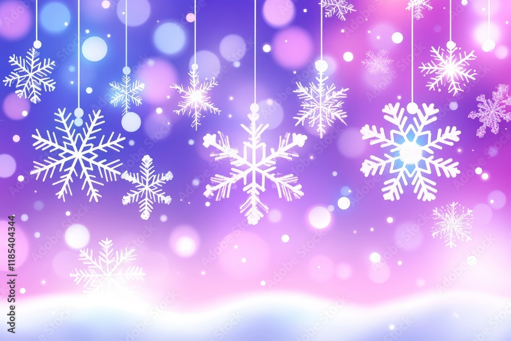 Colorful Winter Background with Snowflakes and Bokeh Lights Colorful Winter Background with Snowflakes and Bokeh Lights