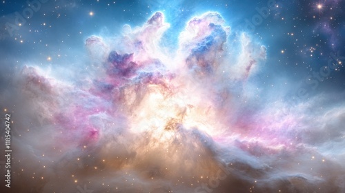 Glowing cosmic nebula with vibrant colors in deep space exploration