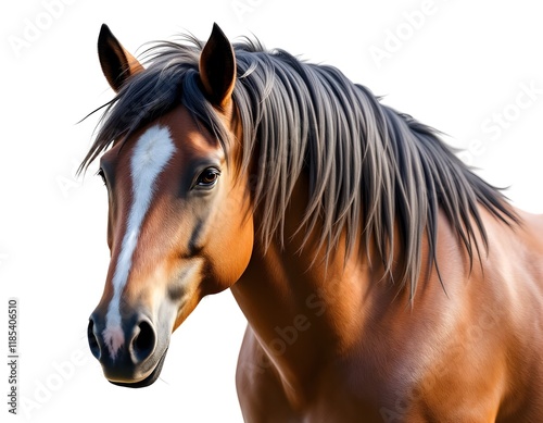 Majestic Chestnut Horse Portrait: Dark Mane, Striking Gaze photo