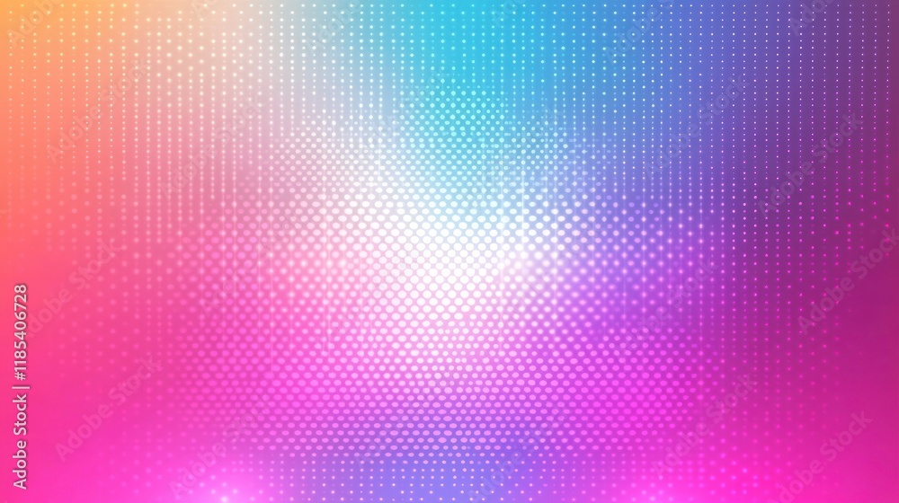 Abstract colorful background with glowing dots and vibrant gradient.