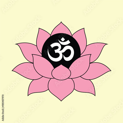 om hindu religion sign in pink lotus