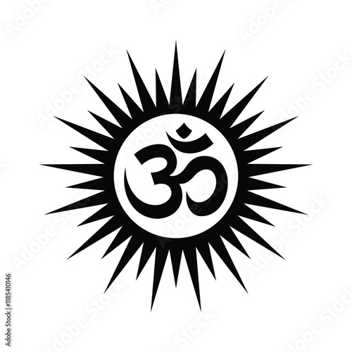 om hindu religion sign silhouette on white