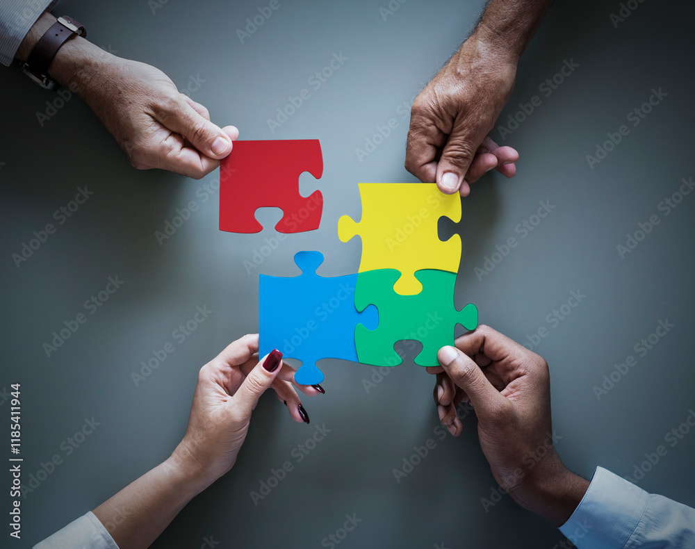 Collaborative teamwork puzzle pieces image Collaborative teamwork puzzle pieces image