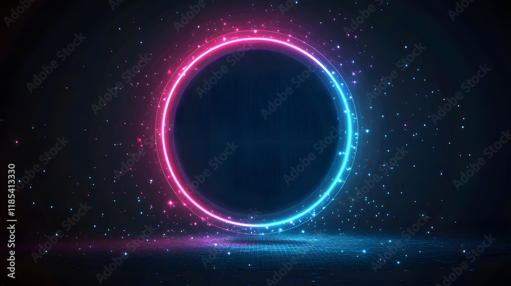 Fototapeta premium Neon Circle Abstract Background Design