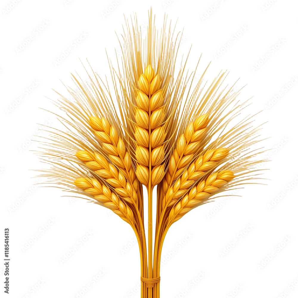 Fototapeta premium wheat ears isolated on white,Wheat Ears Isolated on White Background - Perfect for Agriculture, Harvest, and Nature-Inspired Visuals