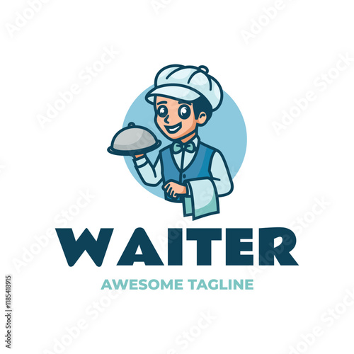 Waiter Mascot cartoon logo