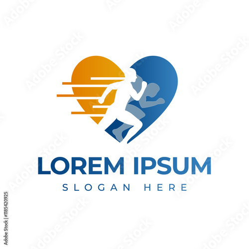 Running Sport Marathon Love Charity Event Logo Template Design
