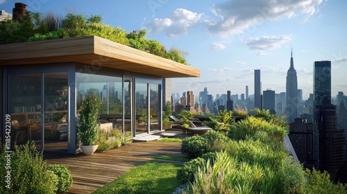 Apartments with rooftop gardens for city dwellers. photo