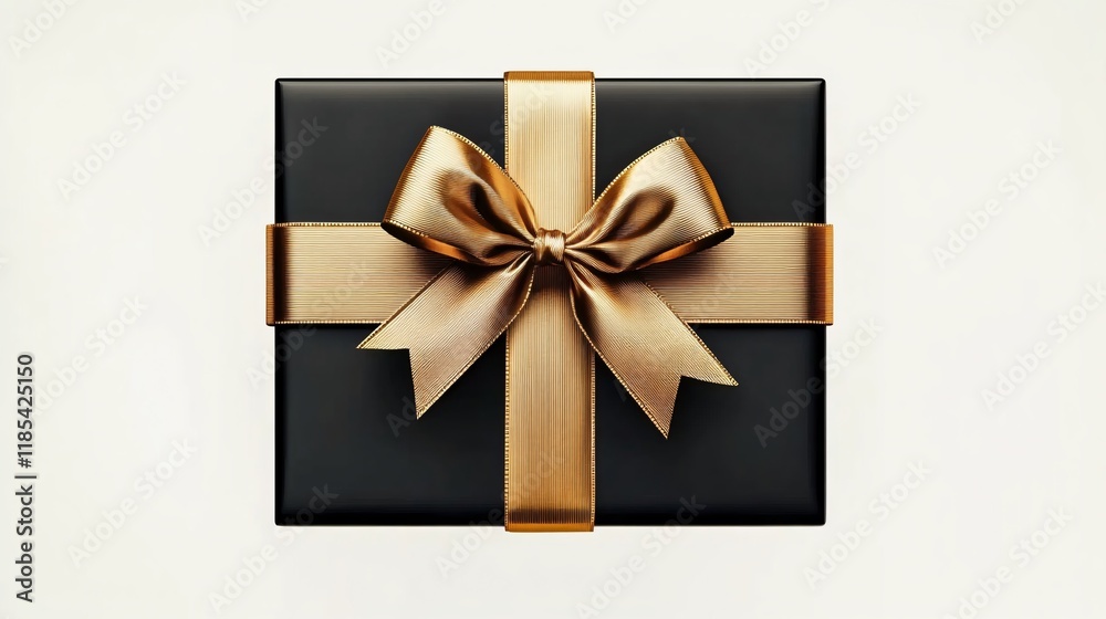 A luxurious black gift box with a gold ribbon, perfect for elegant holiday gift design, corporate promotions, and special occasions, conveying elegance and anticipation. A luxurious black gift box with a gold ribbon, perfect for elegant holiday gift design, corporate promotions, and special occasions, conveying elegance and anticipation.