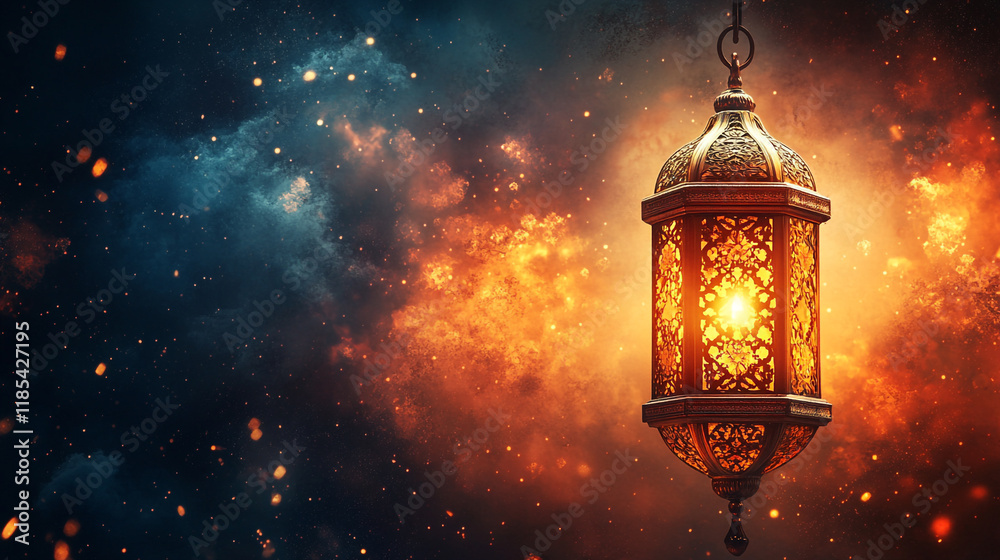 Beautiful decorative lantern symbolizing warmth and spirituality during Ramadan celebration Beautiful decorative lantern symbolizing warmth and spirituality during Ramadan celebration