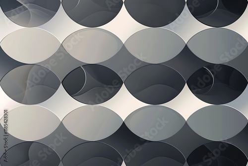 A repeating pattern of overlapping grey and black circles, creating a visually appealing abstract design with subtle shading and depth. The circles form a gridlike structure. photo