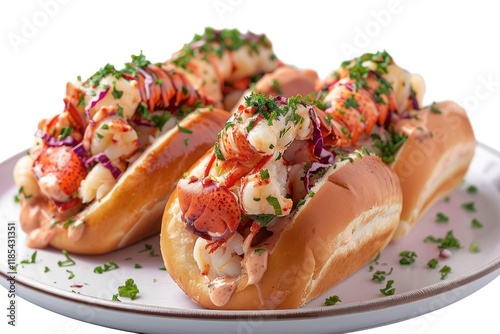 High Quality Picture of Fresh Foos, Lobster Rolls Isolated White Background photo