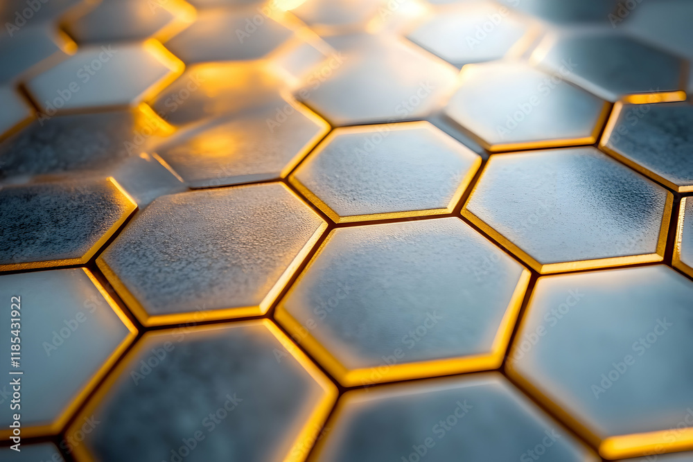 Glowing Hexagon Grid, Tech Background Glowing Hexagon Grid, Tech Background