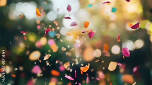 Confetti concept paired with natural themes.