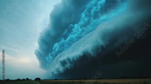 Dynamic blue sky transitioning into storm clouds. photo