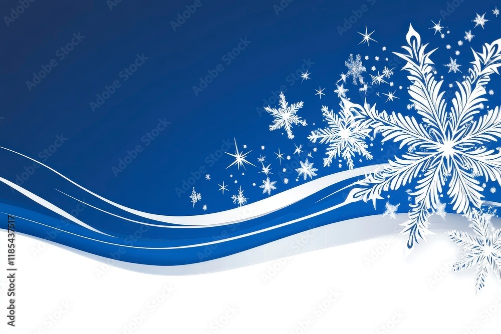 Elegant Winter Snowflakes on Blue Background