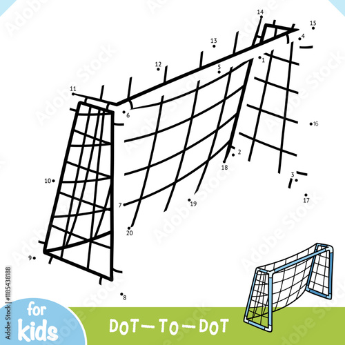 Numbers game, education dot to dot game for kids, Football goal