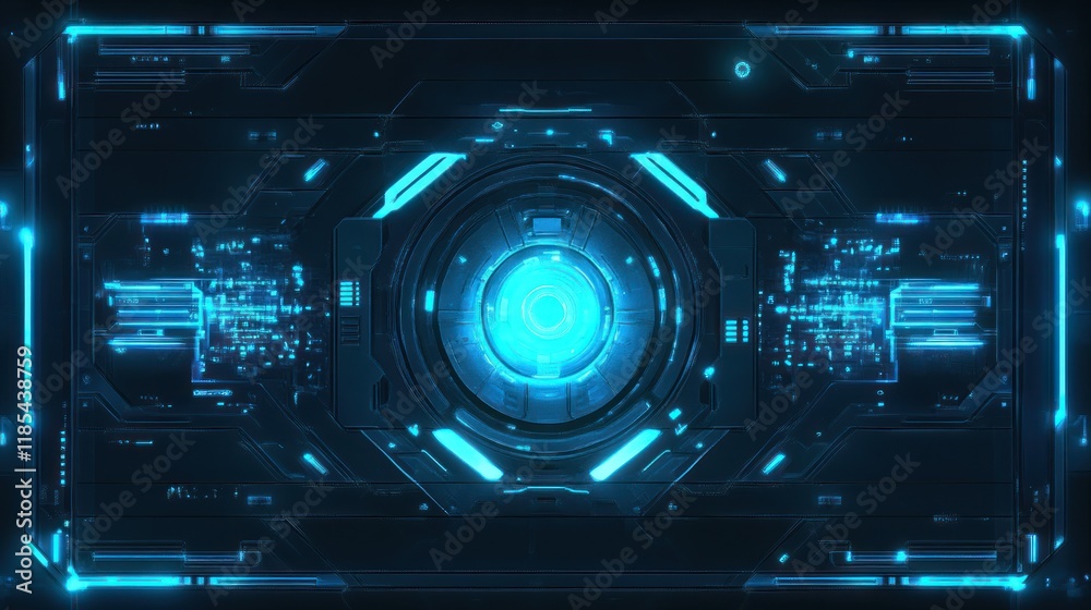 Glowing blue cyber technology background for interfaces. Glowing blue cyber technology background for interfaces.