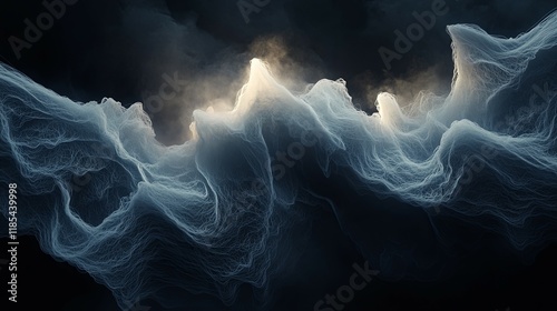 Wallpaper Mural Ethereal Nebulae: A Serene Abstract Landscape in Deep Blue and White Torontodigital.ca