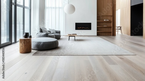 Wallpaper Mural Modern Minimalist Living Room Interior Design with Light Wood Floors Torontodigital.ca