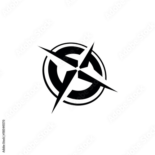 flat compass sigle icon logo vector