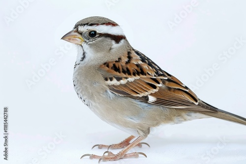 High Detail Picture of WhiteCrowned Sparrow on a White Background photo