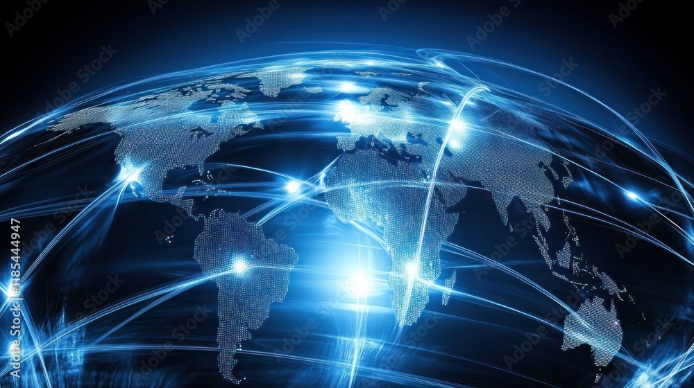 Naklejka premium Interconnected lines forming a global communication symbol.