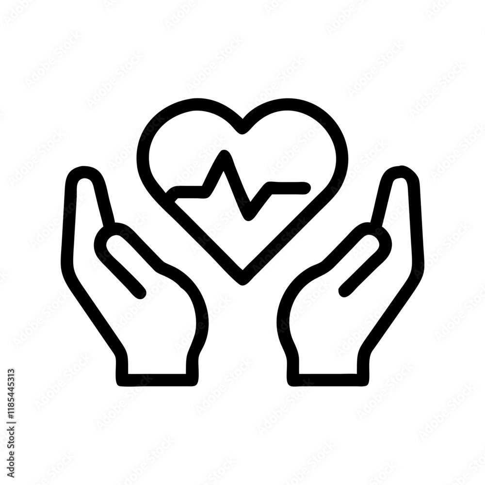 Heart in hand icons set Heart in hand icons set