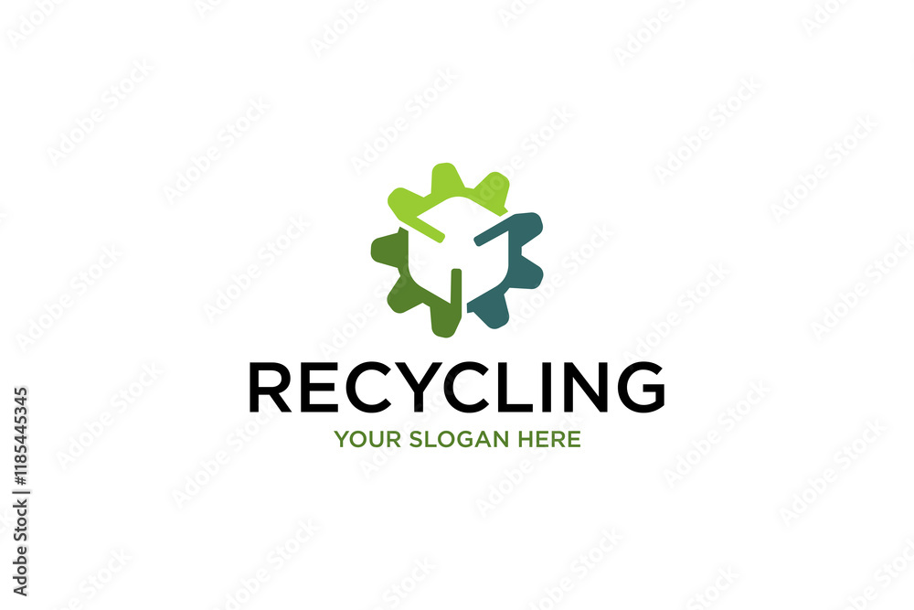 Modern Green Gear and Cube Integration Logo for Eco-Friendly Concepts Modern Green Gear and Cube Integration Logo for Eco-Friendly Concepts