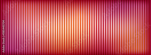 Red ribbed glass background. Dark pink frosted reeded wallpaper. Colored corrugated glass texture for door, window, rooftop. Wavy striped blurry surface overlay. Vector backdrop