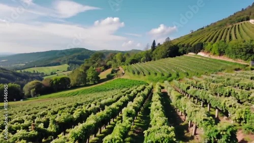 Wallpaper Mural A small vineyard planted on the gentle slopes of a lush green valley. Torontodigital.ca