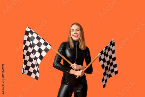 Happy young woman with raci...