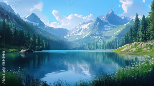 Majestic Mountain Lake Landscape: Serenity in Nature