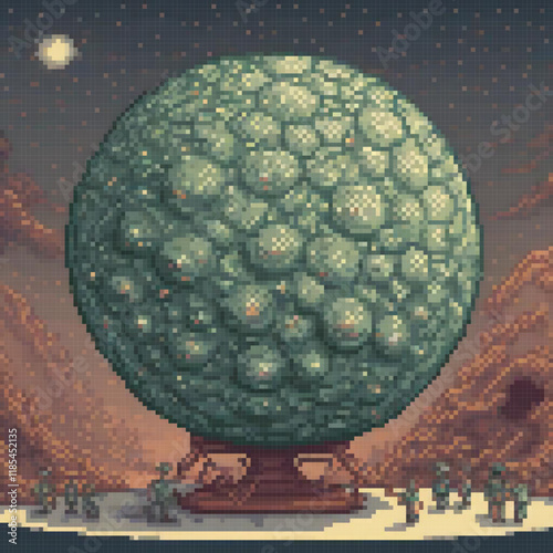 Pixel art desert sphere, vibrant desert scene, pixel art masterpiece