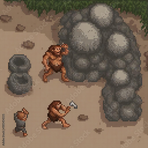 Caveman in pixel art game screenshot